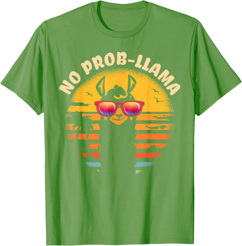 Retro No Prob-Llama & Alpaca Lover Gifts Retro NO Prob-Llama Gift - Vintage Llama Alpaca T-Shirt - Grass Green