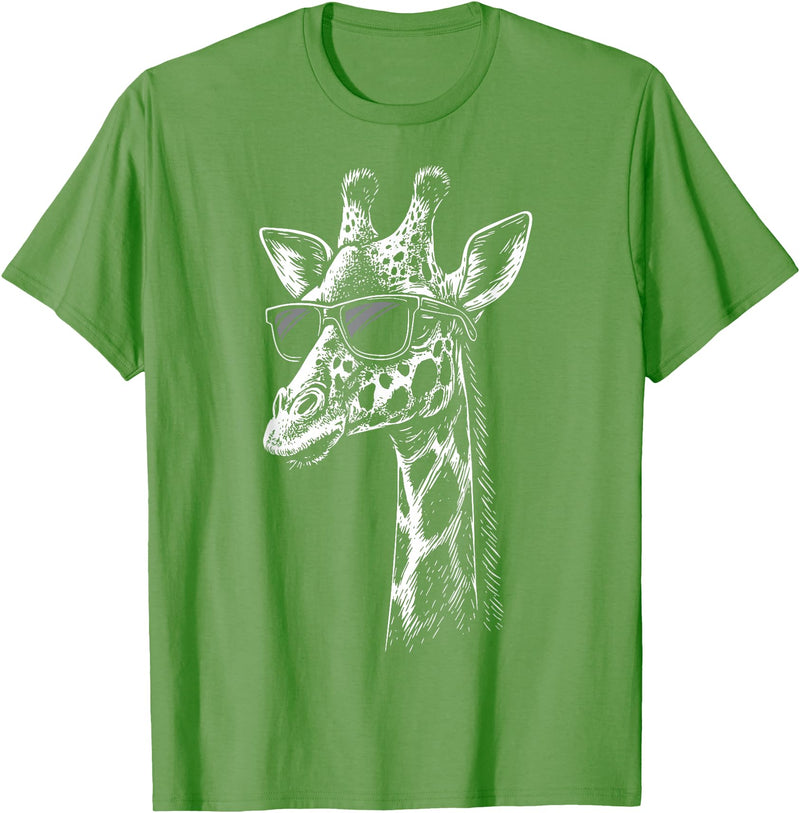 Cool Giraffe Safari Wildlife Giraffe Sunglasses T-Shirt - Grass Green