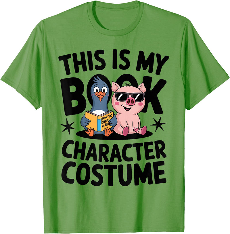 Book Character Fun Costumes This is My Book Character Costume Penguin Pig T-Shirt - Grass Green