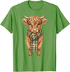 Farmer Cute Women Highland Cow Shirts Cozy Fall Autumn Highland Cow T-Shirt - Grass Green