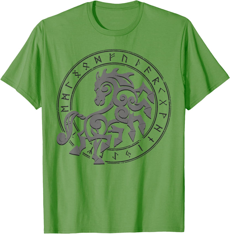 Norse mythology designs Norse Horse Sleipnir T-Shirt - Grass Green