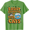 Easily distracted by Apparel Easily Distracted by Fish and Cats T-Shirt - Grass Green