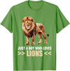 Lions Lion Lovers Shop Just a Boy who loves Lions Lion T-Shirt - Grass Green