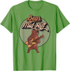 Vintage Retro Rock and Roll graphic design Apparel ' Bear Mid-Riff ' funny novelty pun on bare midriff vintage T-Shirt - Grass Green