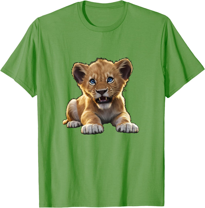 Lion Cubs Cute Lion Shirt Lions Lovers Gifts Lion Cub Angry Lion Lovers Lion Shirt Boys Girls Male Lions T-Shirt - Grass Green