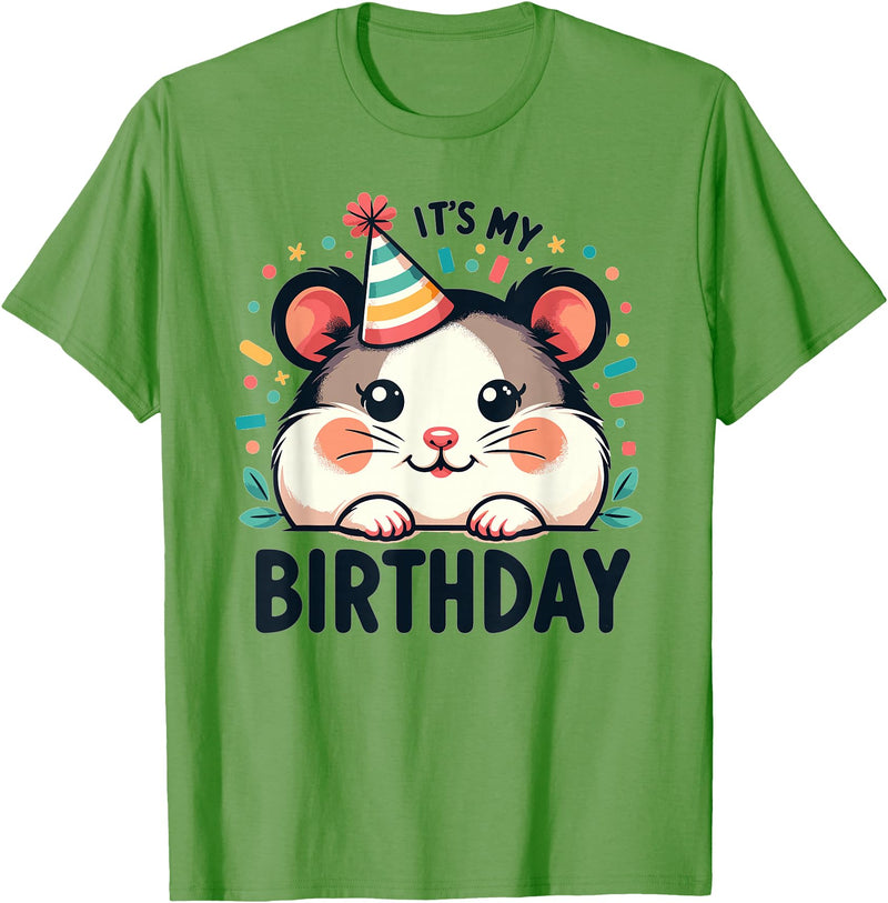 Hamster Birthday for Children It's My Birthday T-Shirt - Grass Green