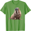 Walrus Designs. Walrus Seal Sea Lion Graphic T-Shirt - Grass Green