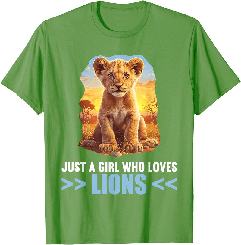 Lions Lion Lovers Shop Just a Girl who loves Lions Lion T-Shirt - Grass Green