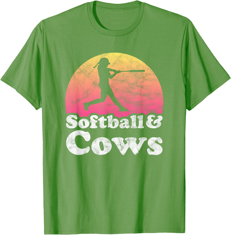 Softball and Cows Apparel Co Softball and Cows Women or Girls Cow T-Shirt - Grass Green