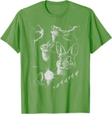 Retro Funny 90s Rabbit Bunny Howling to the Moon Graphic T-Shirt in Grass Green