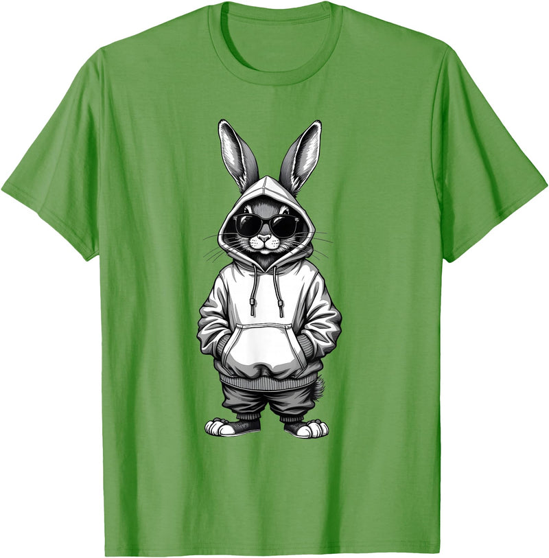Happy Easter Day Bunny Easter Boys Kids Girls Teens Men T-Shirt in Grass Green