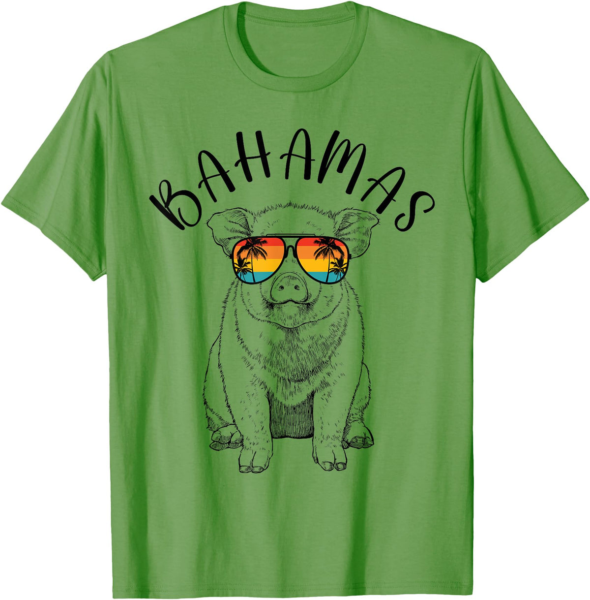Funny Swimming Pigs It's Better in the Bahamas Bahamas Pig Bahamas Souvenir Family Vacation Trip T-Shirt - Grass Green
