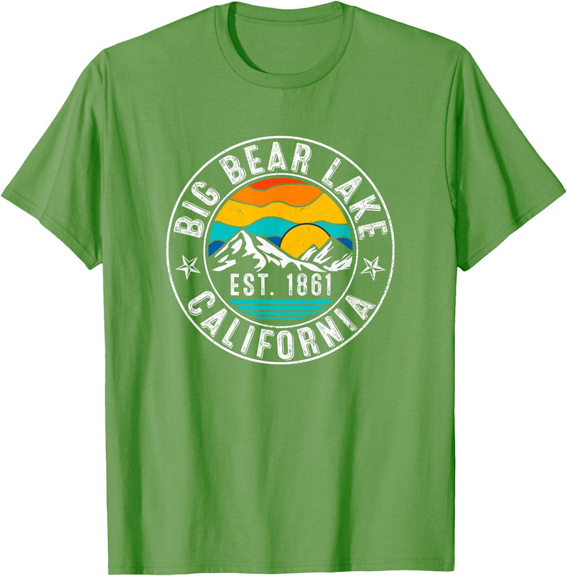 Vintage Style Big Bear Lake Retro 70s 80s Big Bear Lake California CA T-Shirt - Grass Green