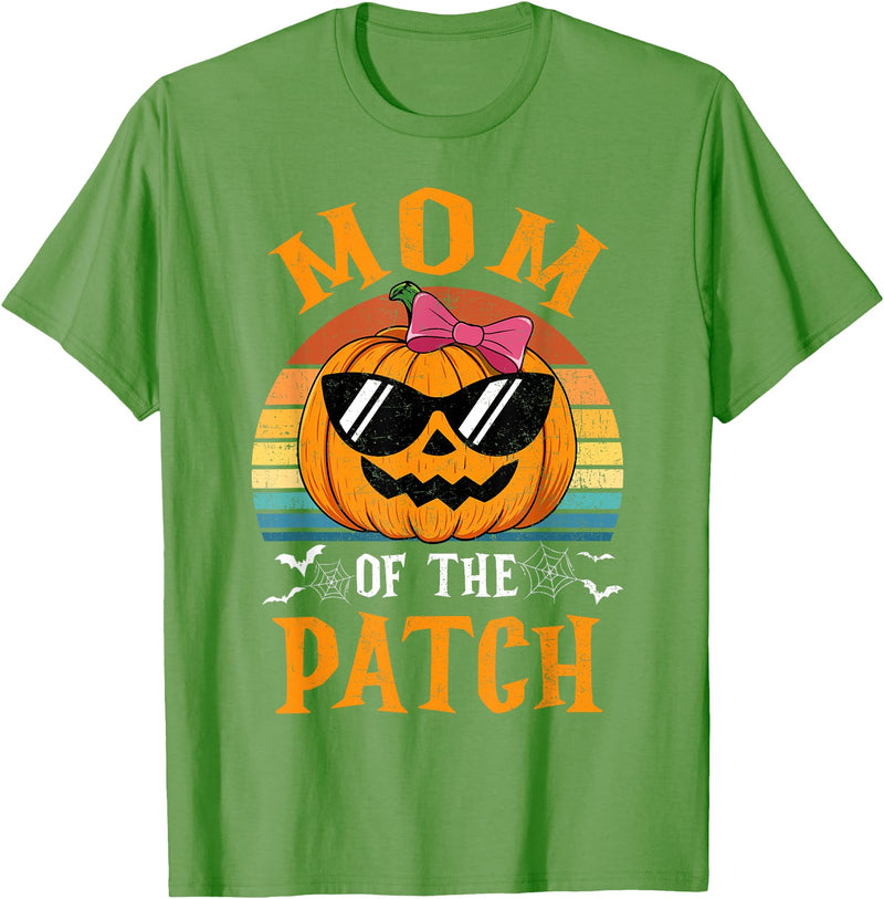 Halloween Pumpkin Patch Family Group Matching Pumpkin Mom Of The Patch Halloween Costume Family T-Shirt - Grass Green
