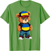 Ukrainian Teddy Bear Breakdance Rapper Ukrainian Flag Teddy Bear Ukraine Hip Hop T-Shirt - Grass Green