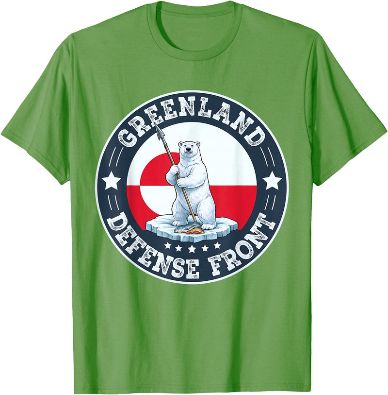 Greenland Defense Front Polar Bear Retro Tees Greenland Guard Polar Bear Spear Arctic Emblem T-Shirt - Grass Green