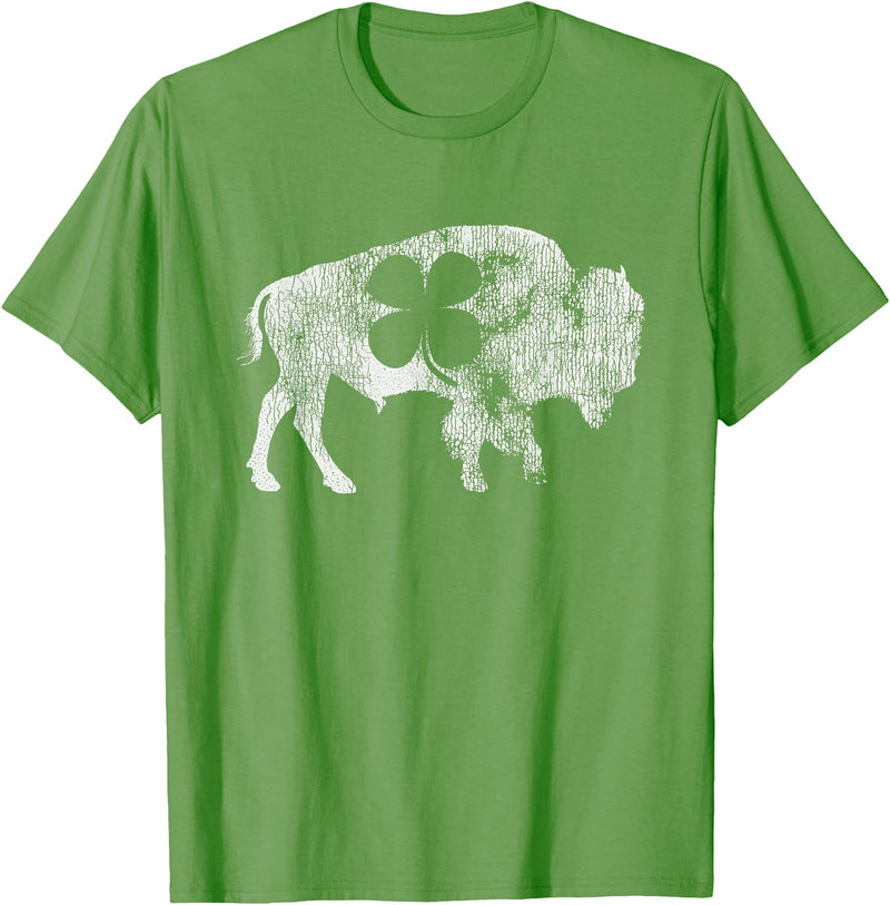 Buffalo Shamrock St Patricks Day -01 Buffalo Shamrock St. Patrick's Day Irish Saint Paddy's Bison T-Shirt - Grass Green