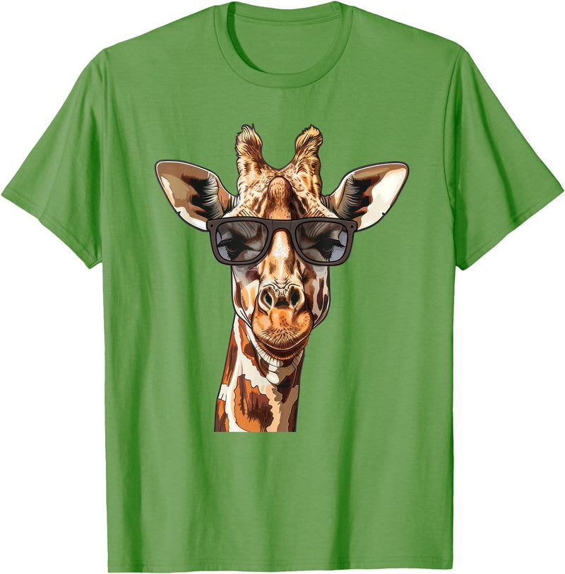 Ägiraffe. Giraffe Sunglasses T-Shirt - Grass Green