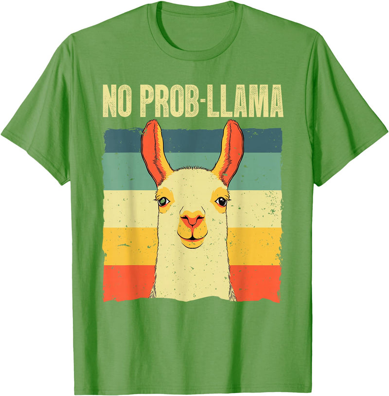 Funny Llama Gift Llama Lover Accessories & Stuff Cool Llama for Men Women No Prob Llama Alpaca Farming Animal T-Shirt - Grass Green
