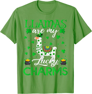 Llama St. Patrick's Day Gifts Llamas Are My Lucky Charms St. Patrick's Day T-Shirt - Grass Green