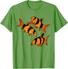Freshwater Fish Fun Clown Loach Fish Aquarium Design-Tiger Botia T-Shirt - Grass Green