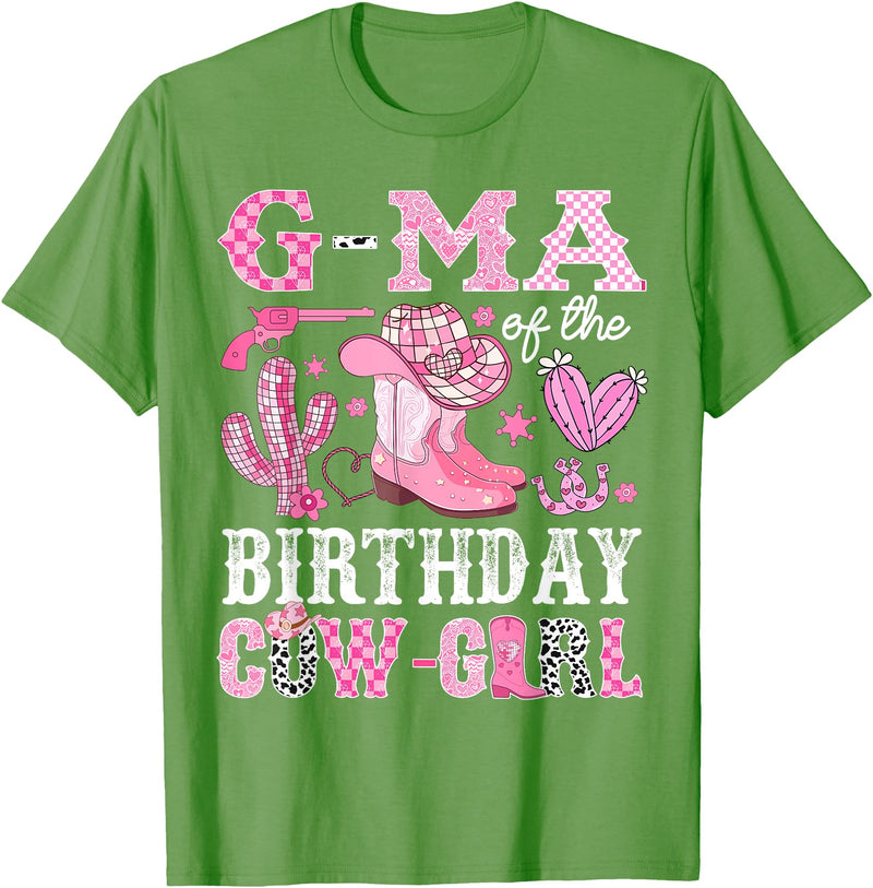 Pink Western Cowgirl Bday Party Family Matching G-Ma Of The Birthday Cow-Girl Rodeo Cowgirl Bday T-Shirt - Grass Green