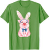 Dibble Dabble Easter Designs Adorable Easter Pig with Easter Bunny Ears - Easter Pig T-Shirt - Grass Green