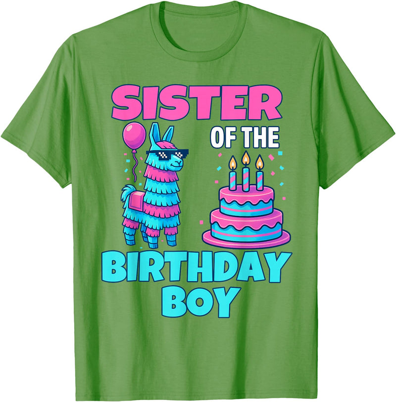 gaming gamer Birthday Llama Pinata Family Apparel Sister Birthday Boy Llama Pinata Party family mathing women T-Shirt - Grass Green
