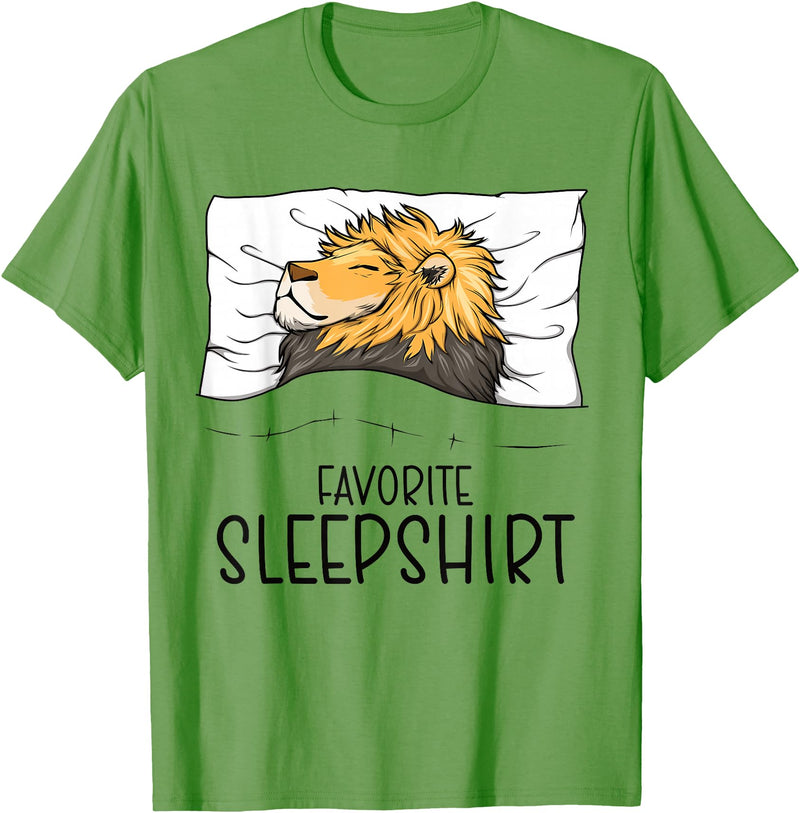 Sleeping & Napping Shirt Gifts For Nap Lovers Favorite Sleepshirt Lion, Napping Lion Pajama T-Shirt - Grass Green