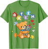 Cute Autism Awareness Puzzle Cute Autism Awareness Bear Colorful Puzzle T-Shirt - Grass Green
