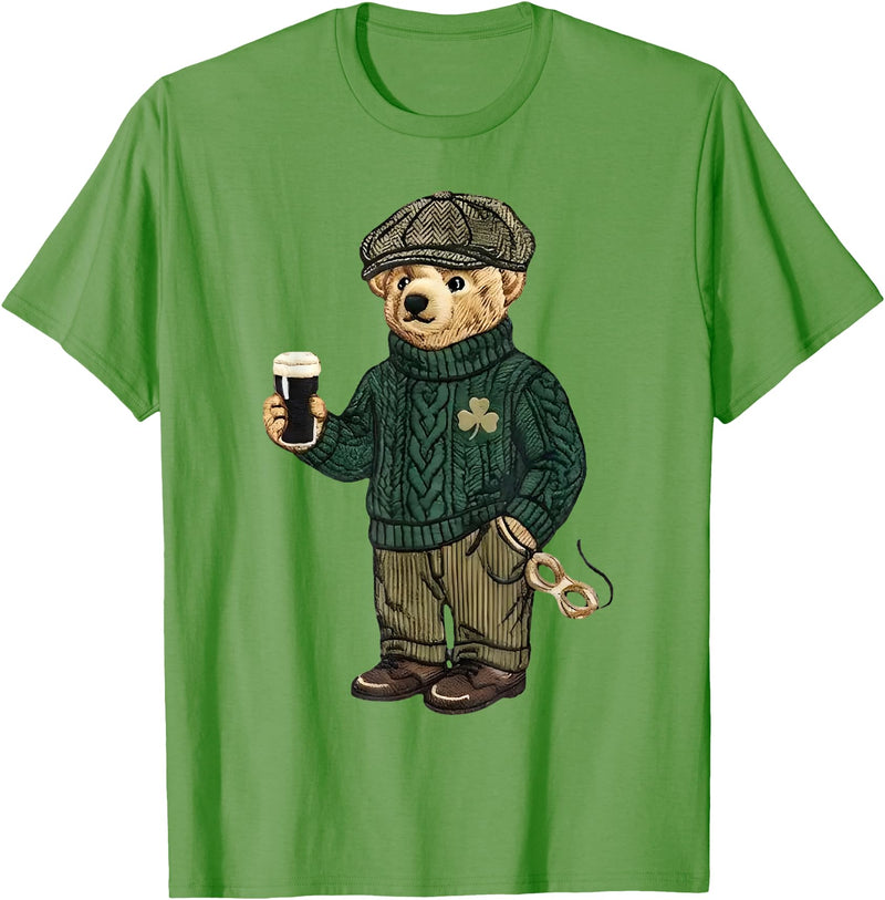 Teddy Bear Feeling Lucky St Patricks Women Men Cool Funny Teddy Bear Feeling Lucky Drinking St Patricks Day T-Shirt - Grass Green