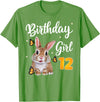 Bunny Rabbit Birthday Girl 12th Birthday Party 12 Years Old T-Shirt in Grass Green