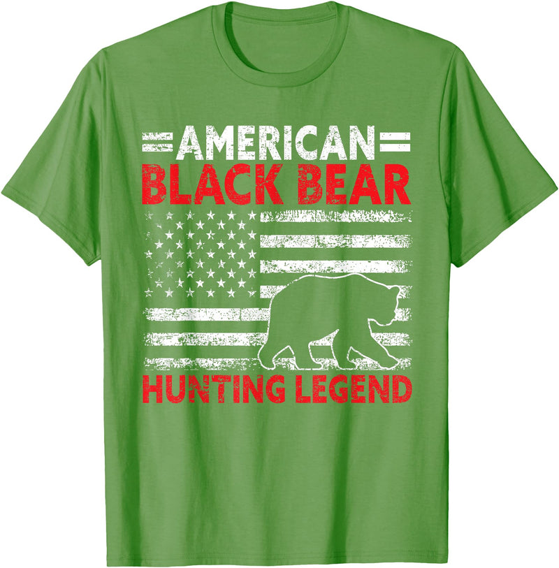 Funny Black Bear Hunting Gear Gifts For Men Hunter American Black Bear Hunting Legend USA Black Bear Hunting T-Shirt - Grass Green