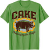 Irony Barn Club for Alt Music and Dry Humor Fans Cake Prolonging the Magic Funny Retro Pig Expression Vibes T-Shirt - Grass Green