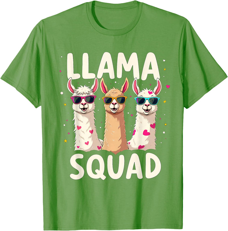 Funny Llama Alpaca Animal Lover Gifts Clothing Llama Squad T-Shirt - Grass Green