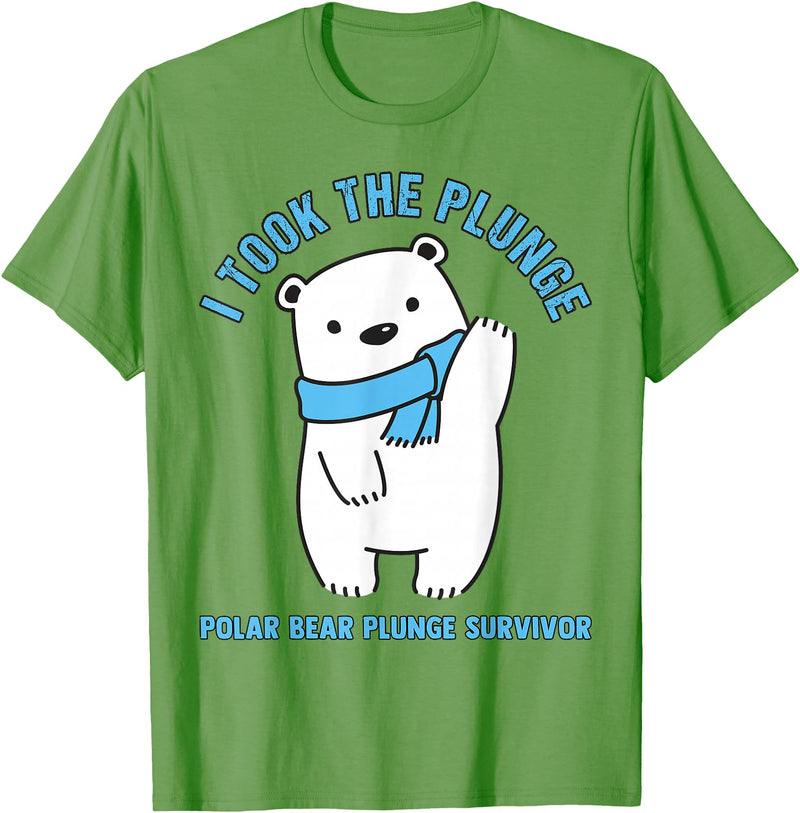 Polar Bear Plunge Survivor Polar Plunge Polar Bear I Took The Plunge Survivor T-Shirt - Grass Green