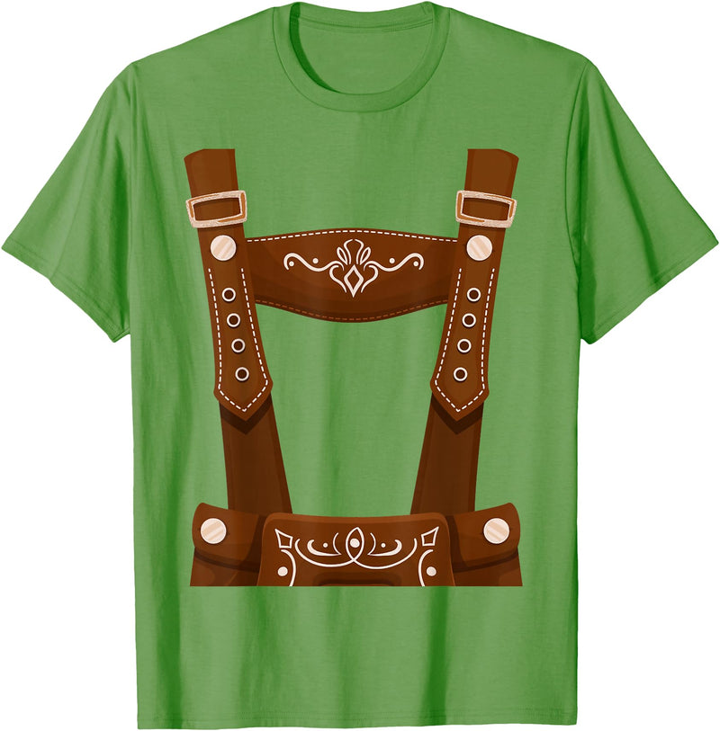Bavarian Oktoberfest Halloween Costume Oktoberfest Costume Halloween Lederhosen T-Shirt - Grass Green