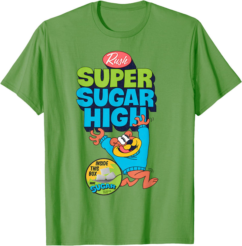 Mathiole Super Sugar Funny Cereal Box Sweet Tooth Bear Candy T-Shirt - Grass Green