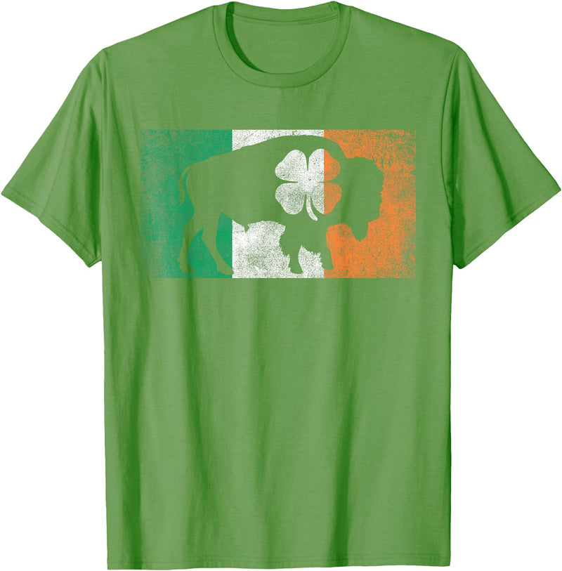 Buffalo - Saint Paddys Funny Ireland Flag Buffalo - Shamrock St. Patrick's Day Irish Flag T-Shirt - Grass Green