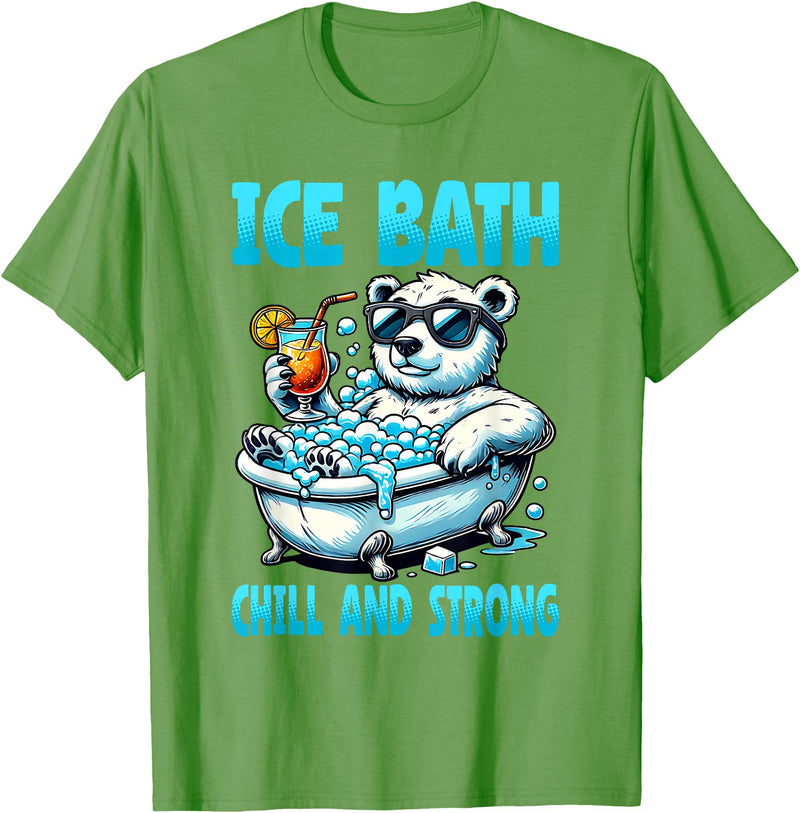 Ice Bath Cold Plunge Polar Bear Recovery Gym Tub Ice Bath Chill and Strong Cold Plunge Recovery Polar Bear T-Shirt - Grass Green