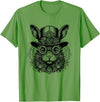 Fantasy Steampunk Rabbit Lover, Whimsical Bunny Animal T-Shirt in Grass Green