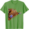 SHiRLeY MacARTHuR HiGHLaND CoW PRiNT ANiMaL PRiNT ' SuGaR LuMP ' T-Shirt - Grass Green