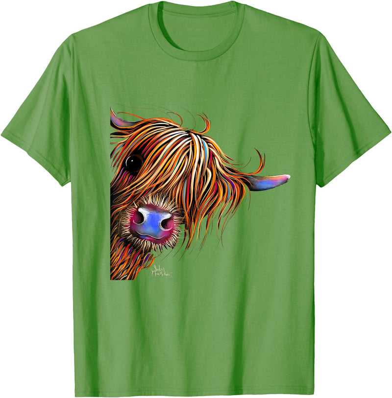 SHiRLeY MacARTHuR HiGHLaND CoW PRiNT ANiMaL PRiNT ' SuGaR LuMP ' T-Shirt - Grass Green