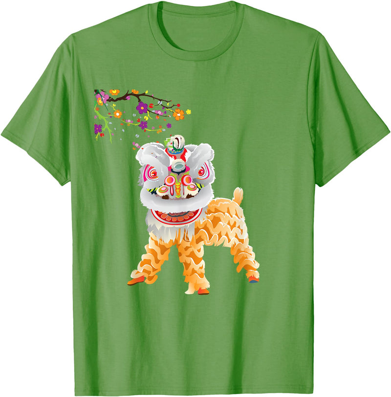 Lion Dance Shirt Chinese Costume Beautiful Chinese Lion Dance Shirt Outfit Costume Gift T-Shirt - Grass Green