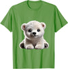 Just Sweet Designs Cute Polar Bear Cub Design T-Shirt, Small, Black - Grass Green
