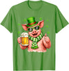 Amt Pig & Drinking Beer Lovers Saint Patrick's Day Funny Pig Drinking Beer Leprechaun Shamrocks St Patricks Day T-Shirt - Grass Green