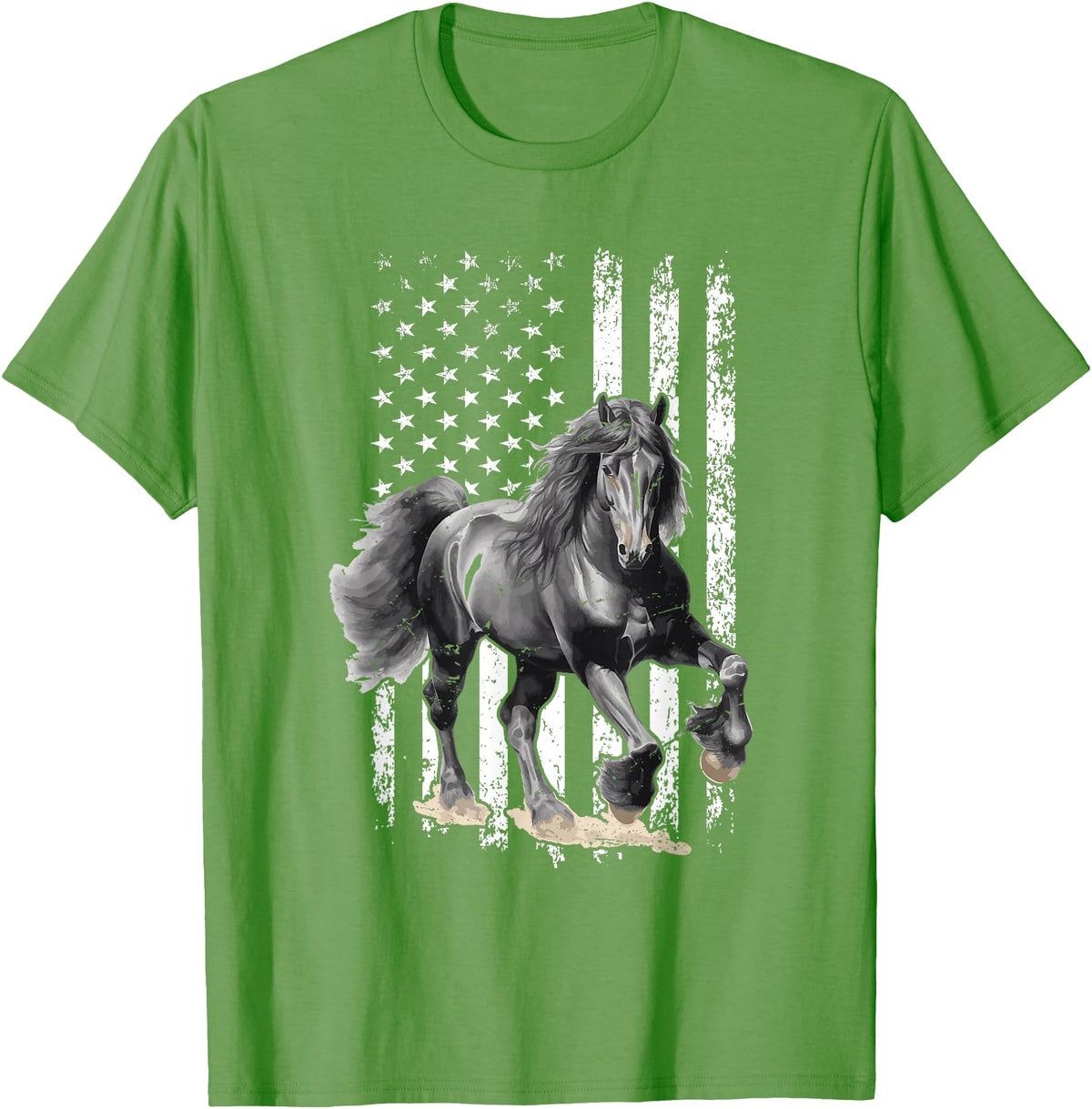 Friesian Design USA Flag Horse Relax it´s a Friesian T-Shirt - Grass Green