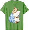 Funny Sleepy Llama Animal Lovers Pajama Llama Sleeping in Cute Pajamas Sleep T-Shirt - Grass Green