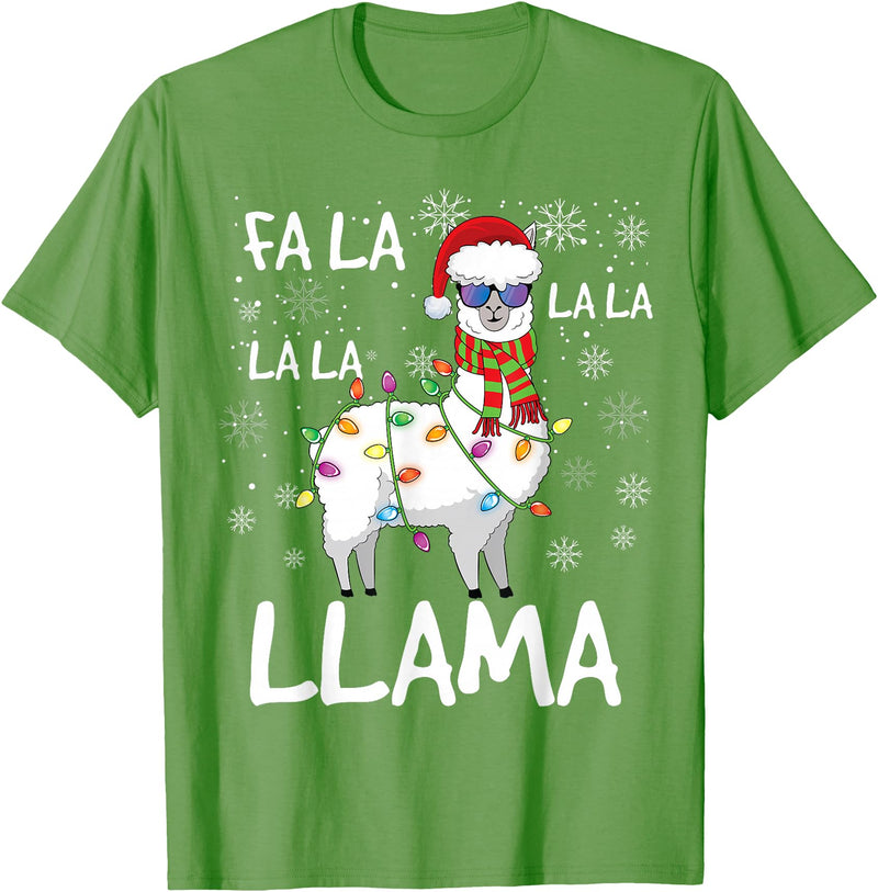 Funny Christmas Llama Shirts Fa La La Llama Shirt Men Women Funny Llama Christmas T-Shirt - Grass Green