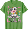 Birthday Girl Party Cow Lover Lola Cute Cow Moo Moo Farmer Birthday Girl Matching T-Shirt - Grass Green